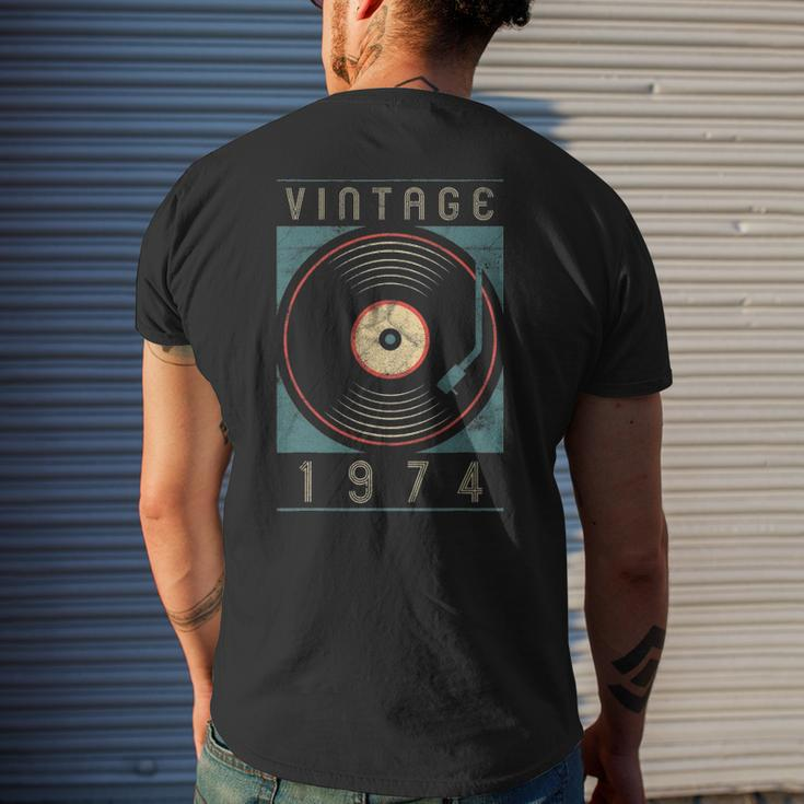 Vintage 1974 Vinyl Retro Turntable Birthday Dj For Him Men's Back Print T-shirt Gifts for Him