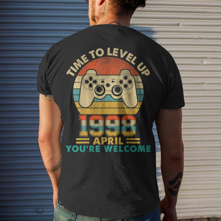 Vintage 1998 April 24 Years Old Video Gamer 24Th Birthday Men's T-shirt Back Print Gifts for Him