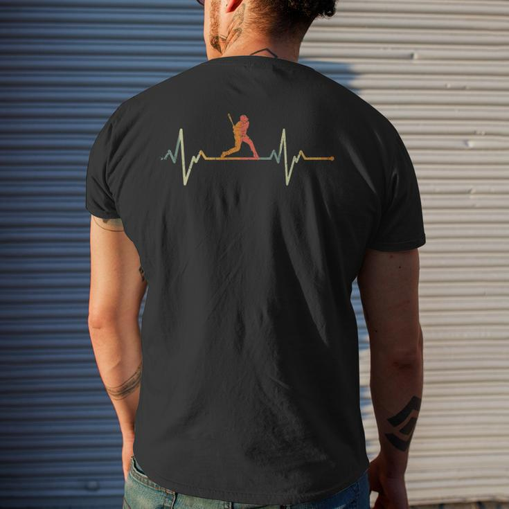 Vintage Baseball Player Heartbeat Baseball Men's Back Print T-shirt Gifts for Him