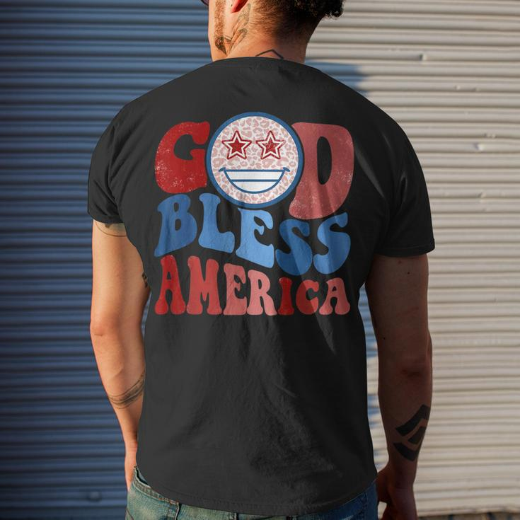 Vintage God Bless America Leopard 4Th Of July Patriotic Day Men's T-shirt Back Print Gifts for Him