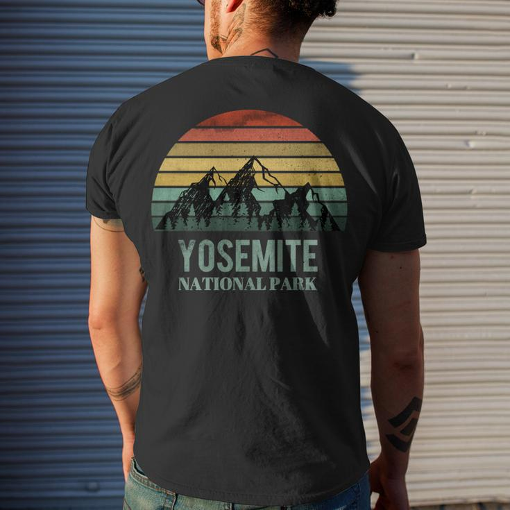 Vintage Retro Yosemite National Park Mountain California Men's T-shirt Back Print Gifts for Him