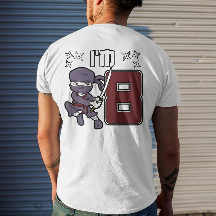 8 Years Old Birthday Japanese Ninja Shinobi Men's Back Print T-shirt Gifts for Him
