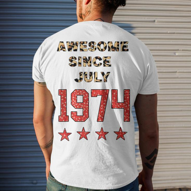 Awesome Since July 1974 Leopard 1974 July Birthday Men's T-shirt Back Print Gifts for Him