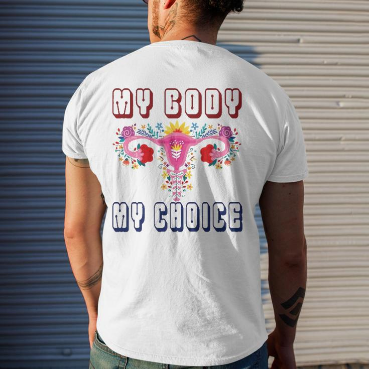 My Body My Choice Pro Roe Floral Uterus Men's Back Print T-shirt Gifts for Him