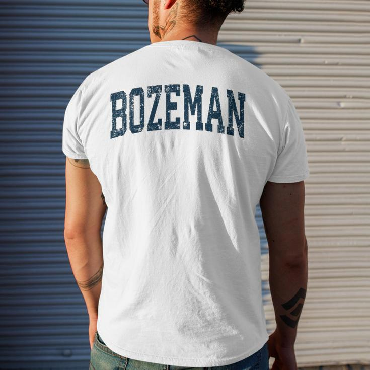 Bozeman Montana Mt Vintage Athletic Sports Navy Men's Back Print T-shirt Gifts for Him
