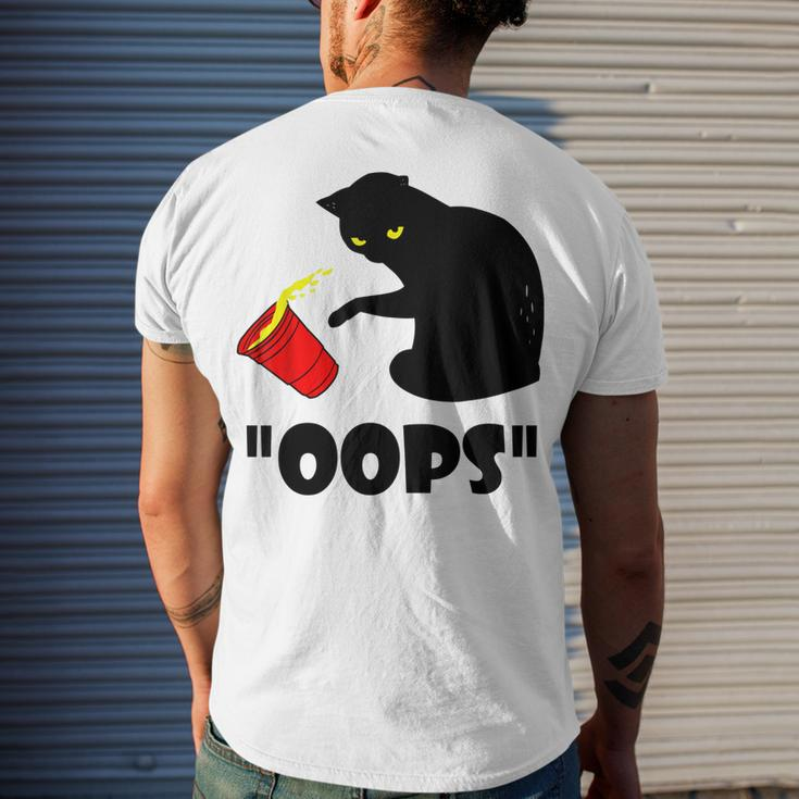 Cat Oops Black Cat Knocking Over A Glass V2 Men's T-shirt Back Print Gifts for Him