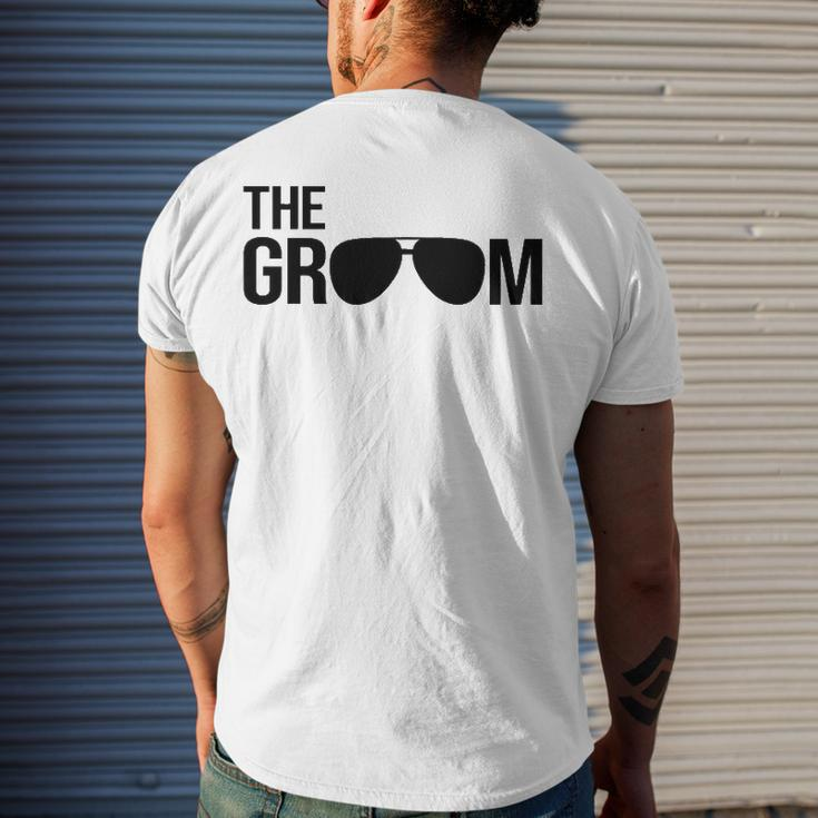 Mens The Groom Bachelor Party Cool Sunglasses White Men's Back Print T-shirt Gifts for Him