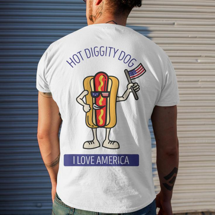 Hot Diggity Dog July 4Th Patriotic Bbq Picnic Usa Men's T-shirt Back Print Gifts for Him