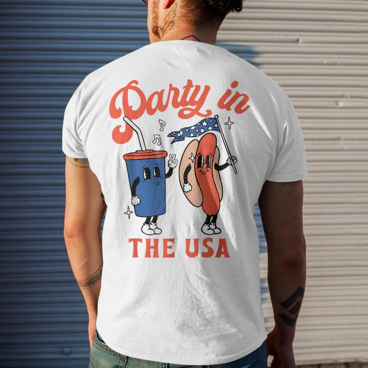Party In The Usa Hot Dog Kids Fourth Of July Men's T-shirt Back Print Gifts for Him