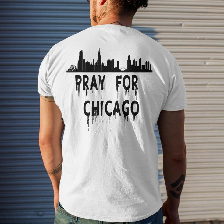 Pray For Chicago Encouragement Distressed Men's T-shirt Back Print Gifts for Him