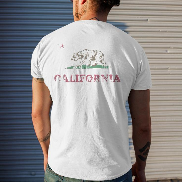 Retro California Republic Flag V2 Men's Back Print T-shirt Gifts for Him