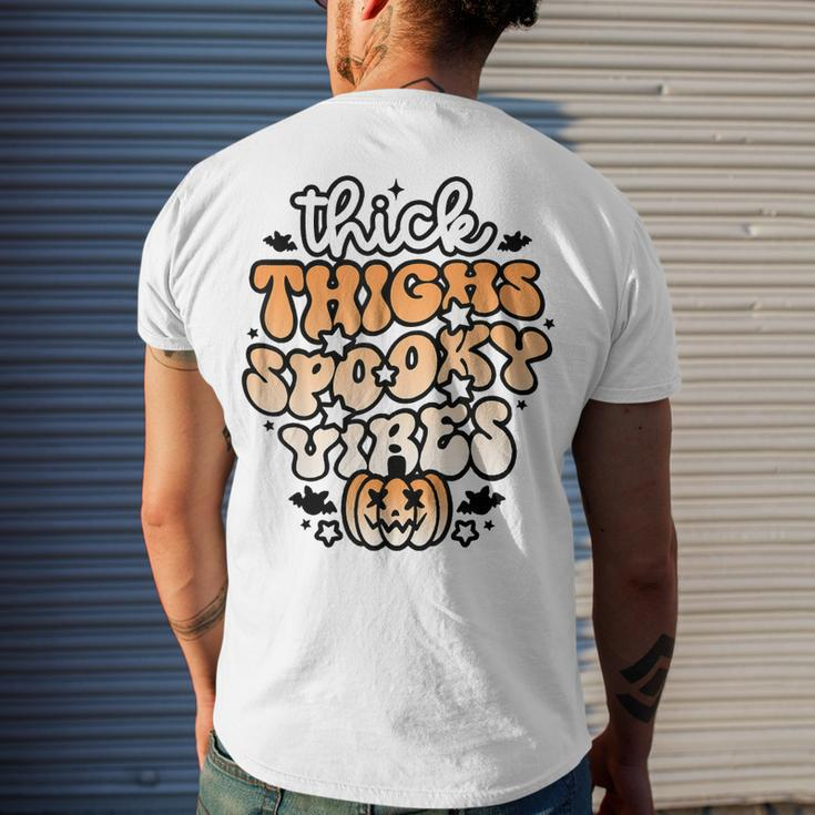Thick Thighs Spooky Vibes Retro Groovy Halloween Spooky Men's T-shirt Back Print Gifts for Him