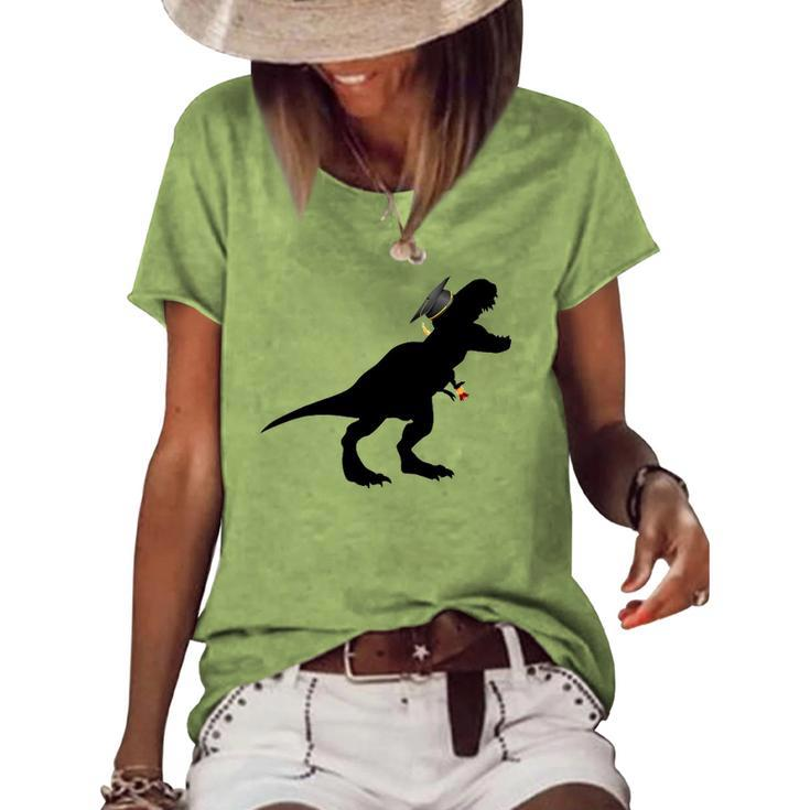 Graduate Saurus Graduated Dinosaur Men Women Funny School Women's Short Sleeve Loose T-shirt