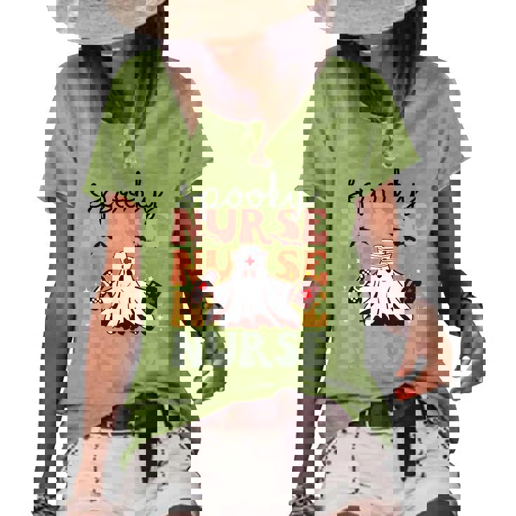 Groovy Nurse Costume Spooky Nurse Halloween Women's Short Sleeve Loose T-shirt Groovy Nurse Costume Spooky Nurse Halloween Women's Short Sleeve Loose T-shirt