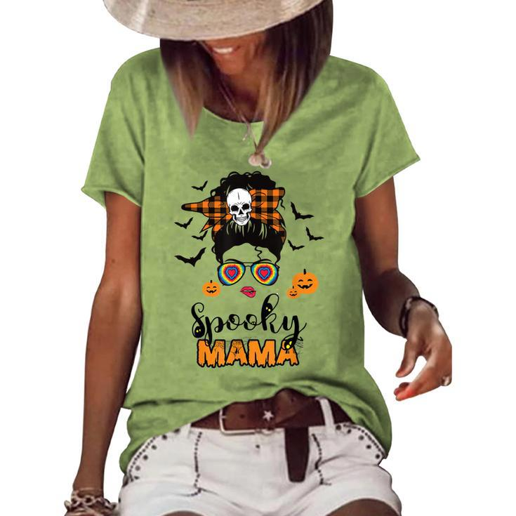 Spooky Mama Messy Bun For Halloween Messy Bun Mom Monster Women's Loose T-shirt