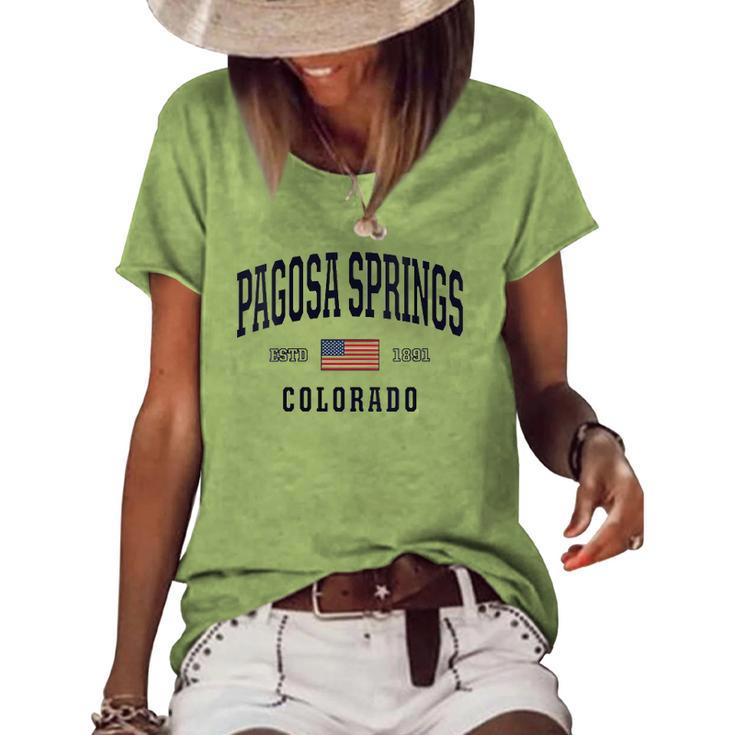Womens Usa Flag Stars &Amp Stripes Pagosa Springs Colorado Women's Short Sleeve Loose T-shirt