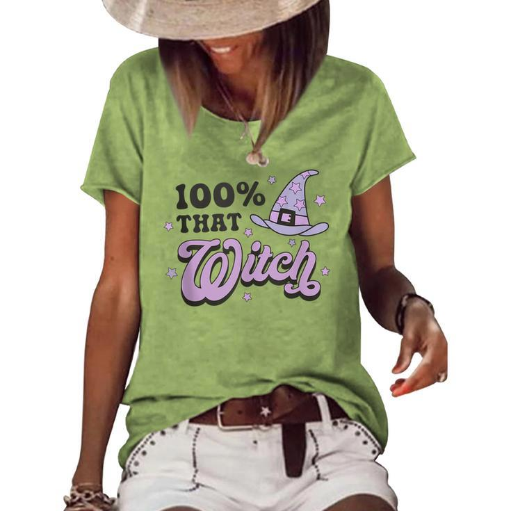 100 That Witch Witchy Woman Witch Vibes Halloween Women's Loose T-shirt