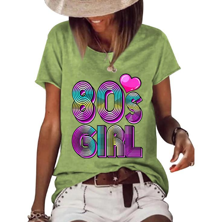 80S Girl Birthday Party Costume Retro Vintage Women V2 Women's Loose T-shirt