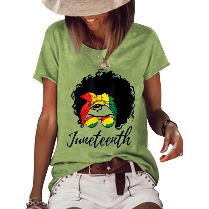 Afro Woman Black Queen African American Melanin Juneteenth  1 Women's Short Sleeve Loose T-shirt