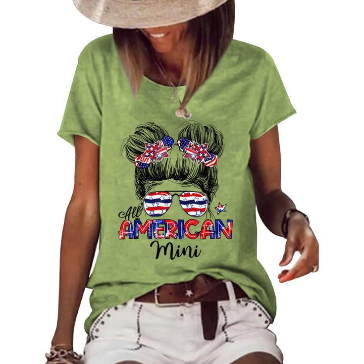 All American Mini 4Th Of July Usa Flag Kids Women's Loose T-shirt