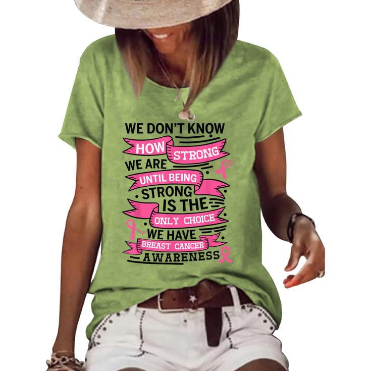 Breast Cancer Awareness Be Strong Hope Survivor Ribbon Women  Women's Short Sleeve Loose T-shirt