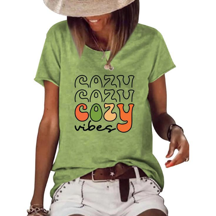 Cozy Vibes Thanksgiving Fall Women's Loose T-shirt