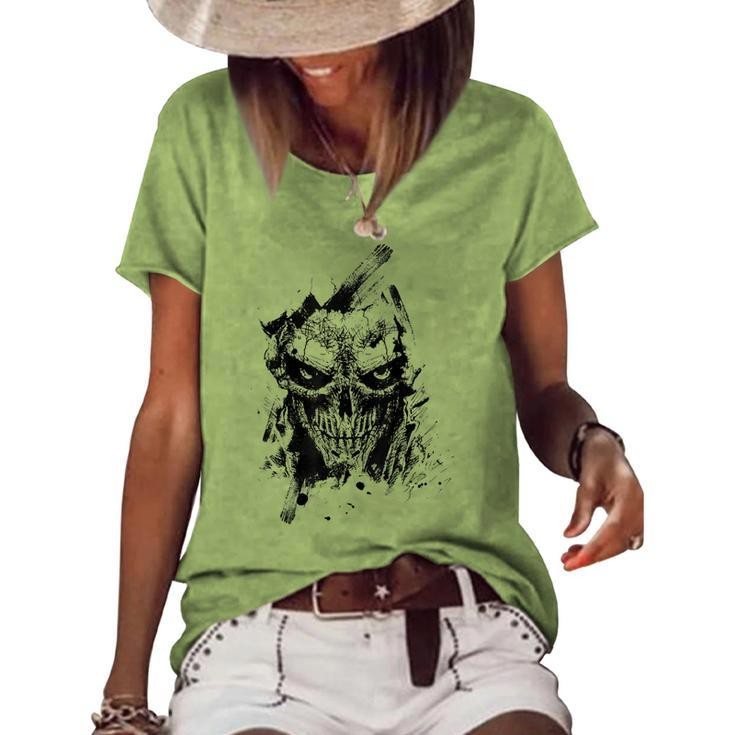 Creepy Zombie Demon Scary Horror Halloween Party Costume Women's Loose T-shirt