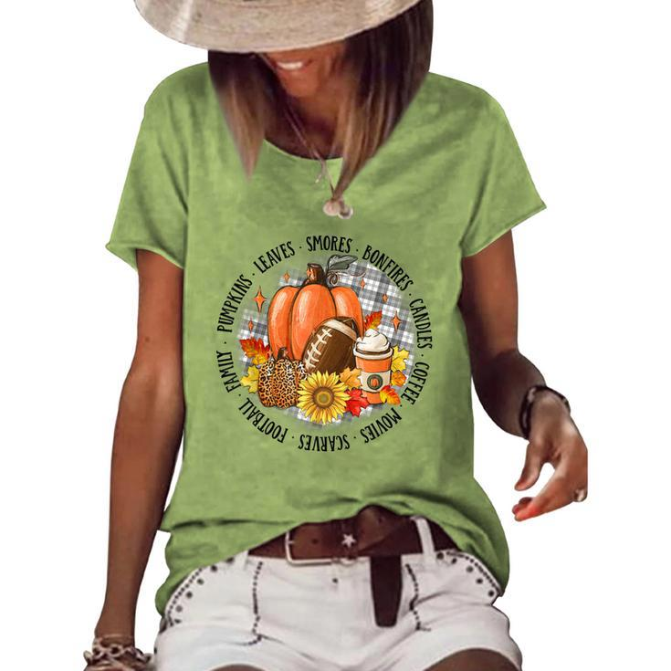 Cute Halloween Autumn Season Vibes For Autumn Lovers  Women's Short Sleeve Loose T-shirt