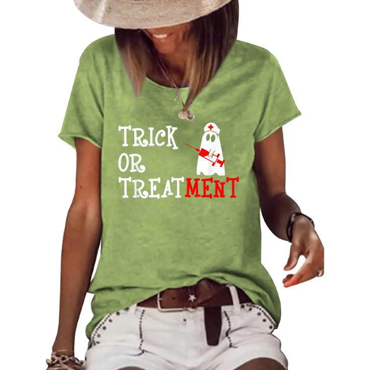 Doctor Ghost Halloween Trick Or Treating Boo Nurse Women's Loose T-shirt