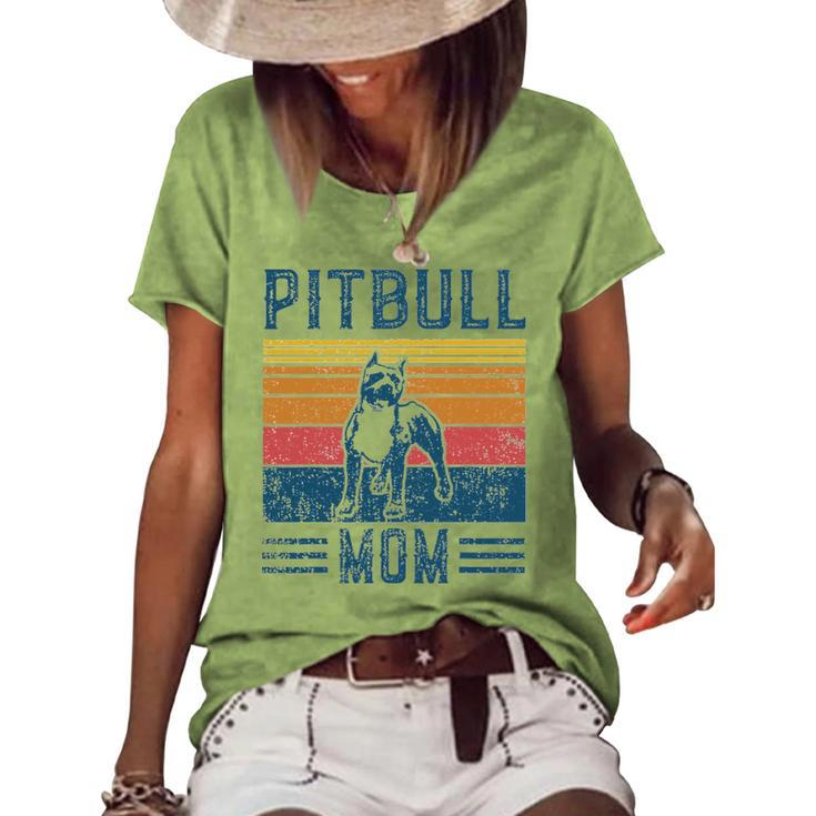 Dog Pitbull Mom   Vintage Pitbull Mom  Women's Short Sleeve Loose T-shirt