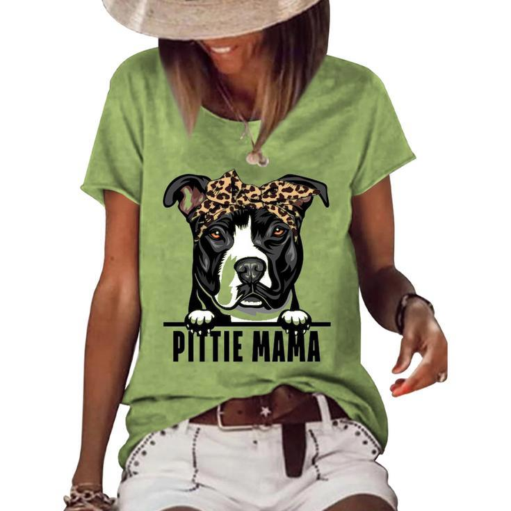 Dogs 365 Pitbull Dog   Pittie Mama Pit Bull Dog Mom Sweat Women's Short Sleeve Loose T-shirt