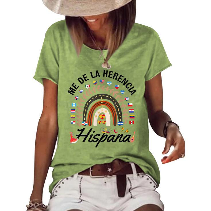 Funny National Hispanic Heritage Month Rainbow All Countries  V2 Women's Short Sleeve Loose T-shirt