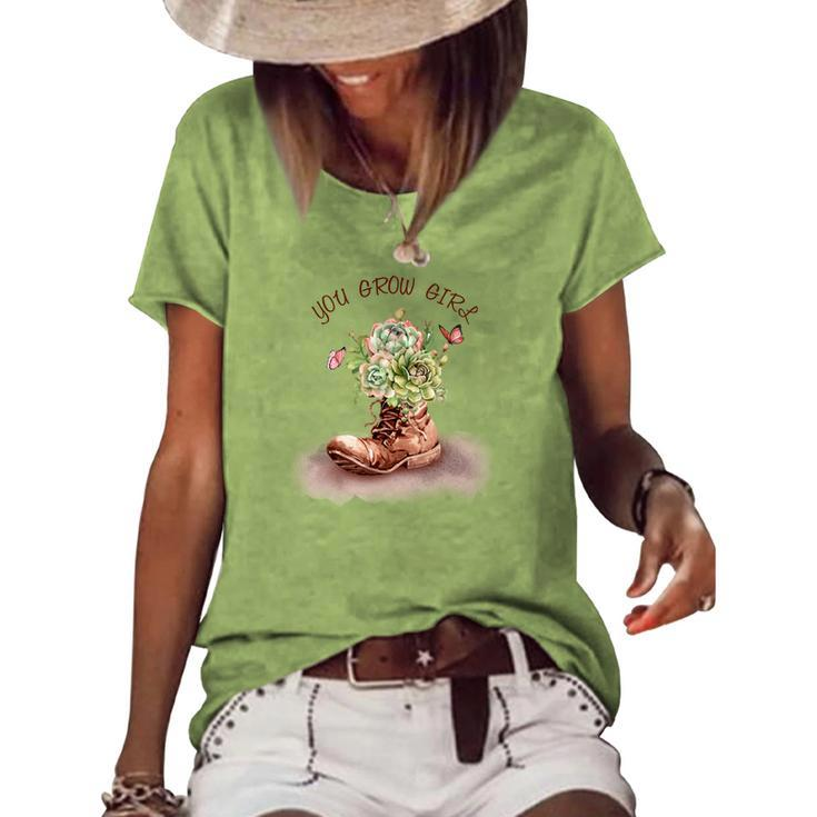 Gardener You Grow Girl Wildflowers Custom Women's Loose T-shirt