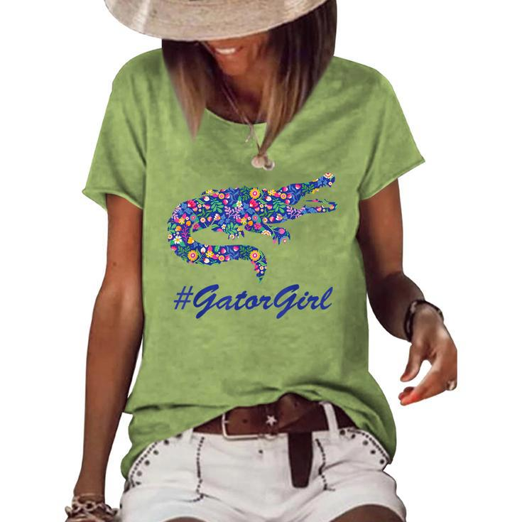 Gator Girl  Alligator Kids Women Crocodile  Women's Short Sleeve Loose T-shirt