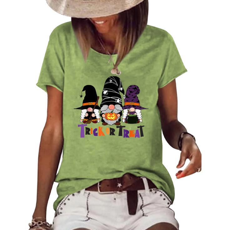 Gnomes Halloween Witch Garden Gnome Trick Or Treat  Women's Short Sleeve Loose T-shirt