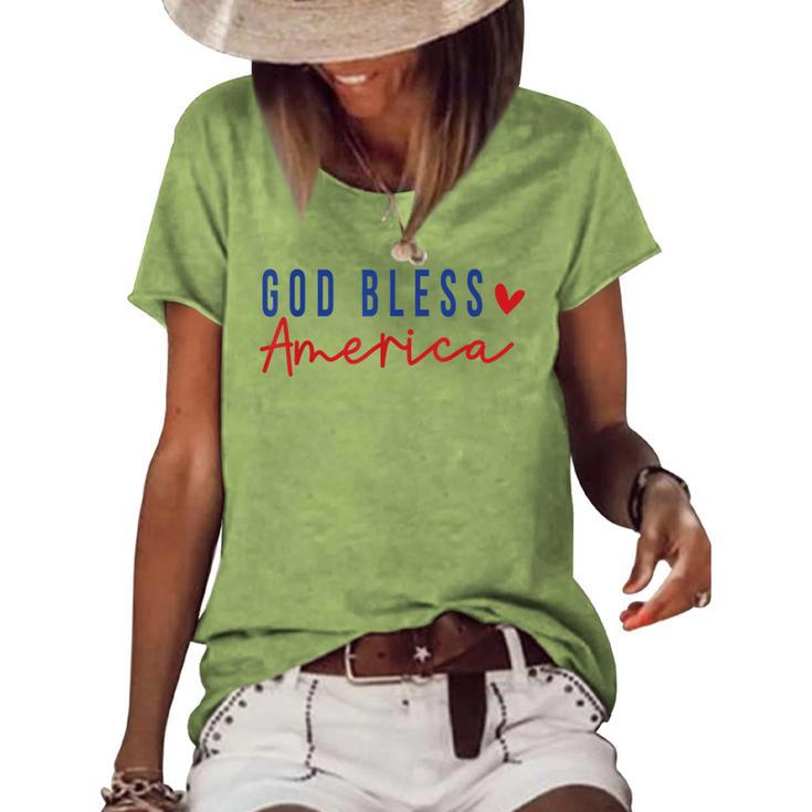 God Bless America Christian Religious American Flag  Women's Short Sleeve Loose T-shirt