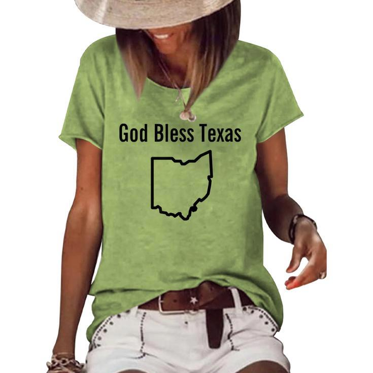 God Bless Texas Ohio  Women's Short Sleeve Loose T-shirt