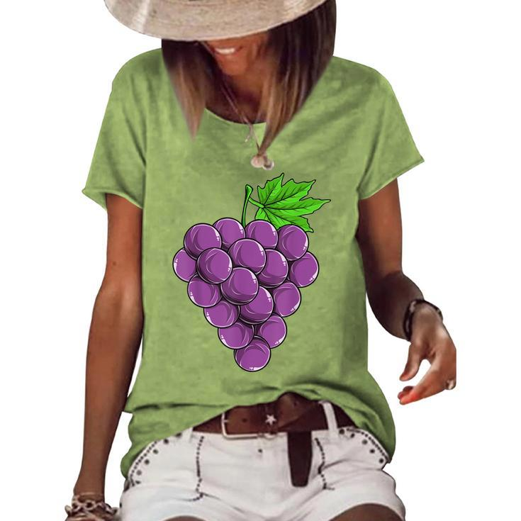Grape Fruit Easy Lazy Diy Halloween Costume Women Girls Kids  Women's Short Sleeve Loose T-shirt