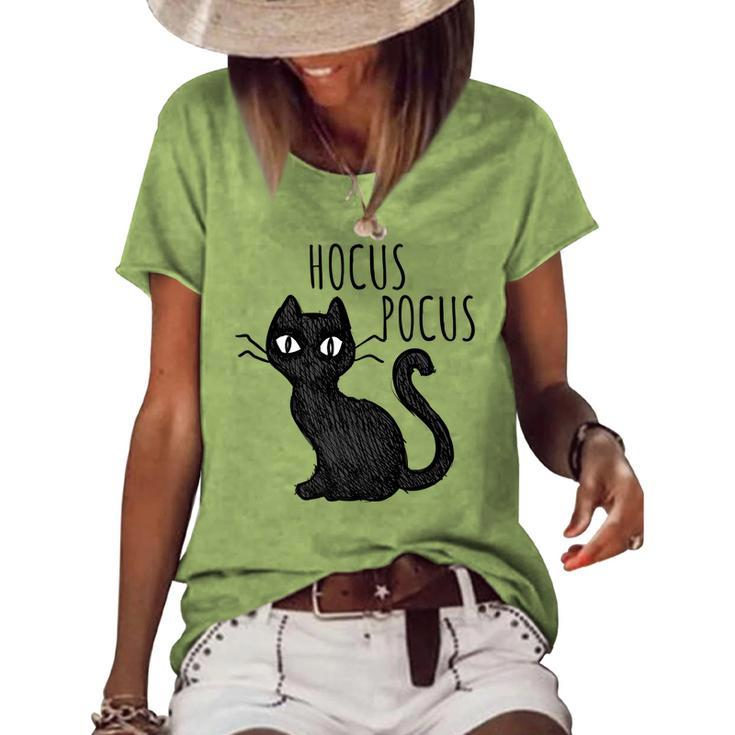 Halloween For Cat Lovers Hocus Pocus Black Cat Women's Loose T-shirt