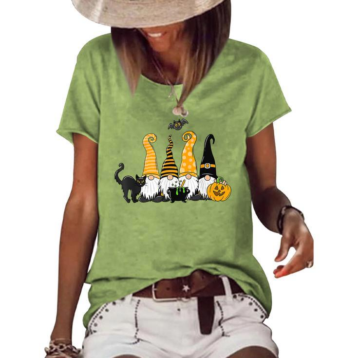 Halloween Gnomes Cute Autumn Pumpkin Fall Holiday Women Girl  V15 Women's Short Sleeve Loose T-shirt