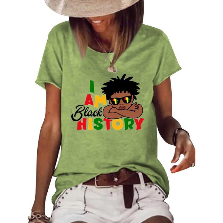 I Am Black History  For Kids Boys Black History Month Women's Short Sleeve Loose T-shirt
