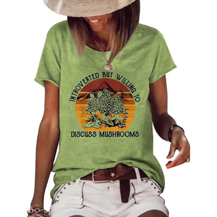 Introverted But Willing To Discuss Mushrooms Halloween Women's Loose T-shirt