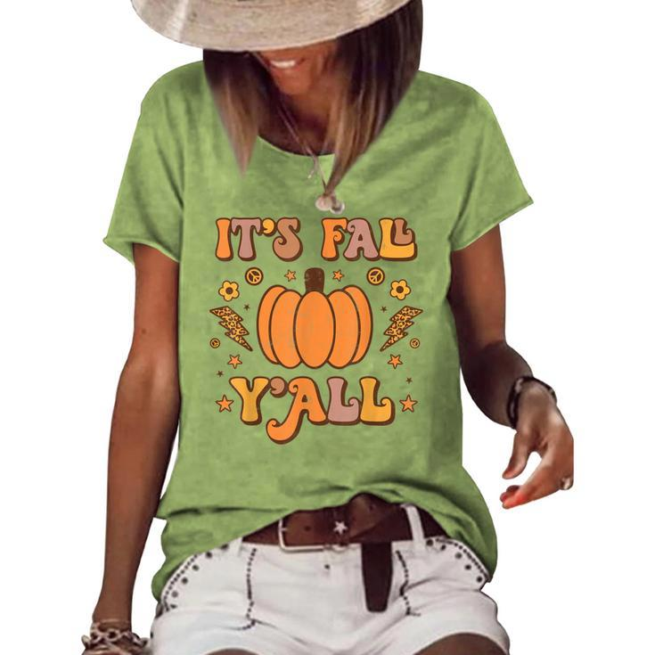 Its Fall Yall Pumpkin Spice Autumn Season Thanksgiving  Women's Short Sleeve Loose T-shirt