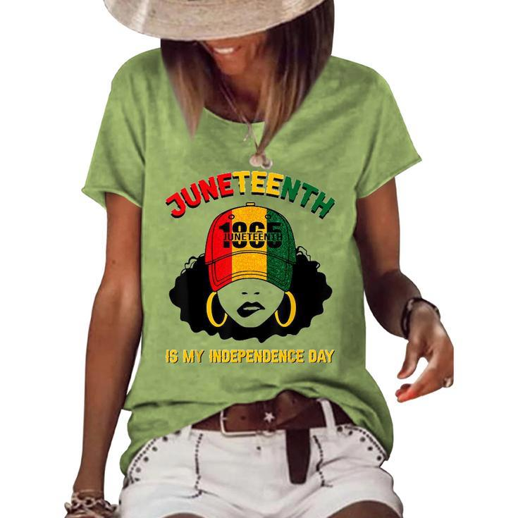 Juneteenth Is My Independence Day Black Girl Melanin Women  Women's Short Sleeve Loose T-shirt