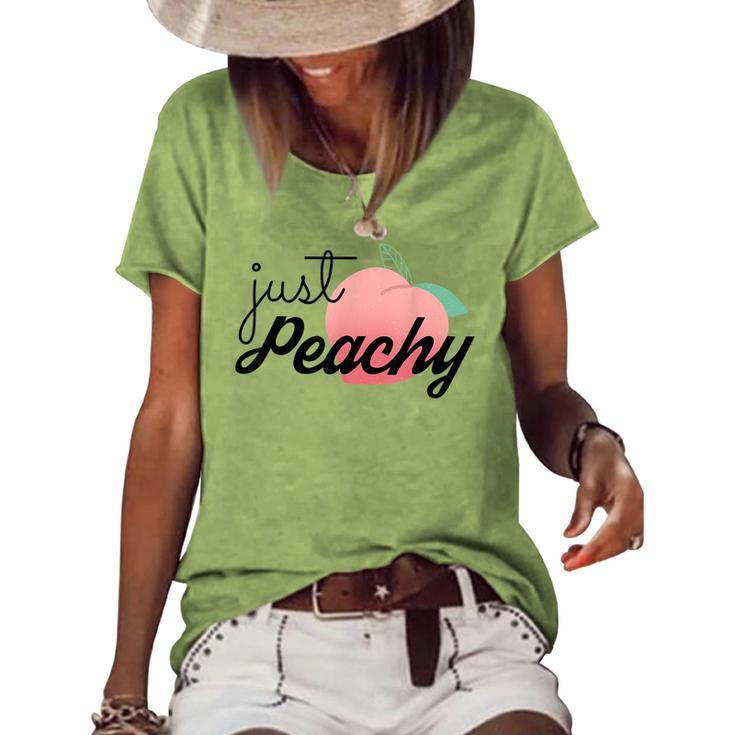 Just Peachy Womens Summer Vacation Girls Trip Besties Gifts  Women's Short Sleeve Loose T-shirt