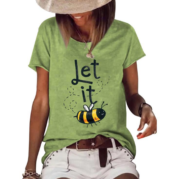 Let It Bee Happy Honey Bee Keeper Costume Mens Womens Kids  Women's Short Sleeve Loose T-shirt