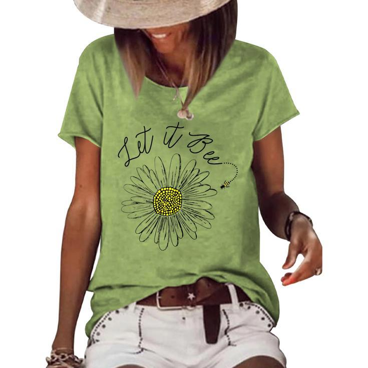 Let It Bee  Hippie Sun Flower Zone  Women's Short Sleeve Loose T-shirt