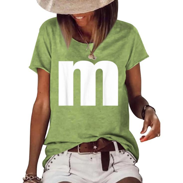 Letter M Groups Costume Matching For Halloween Or Christmas  Women's Short Sleeve Loose T-shirt