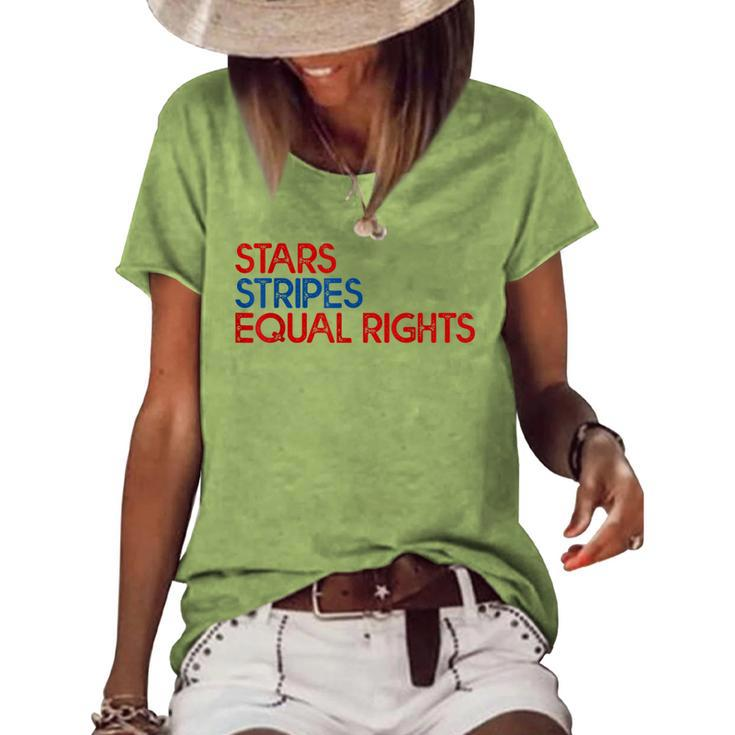 Messy Bun American Flag Pro Choice Star Stripes Equal Right V3 Women's Loose T-shirt