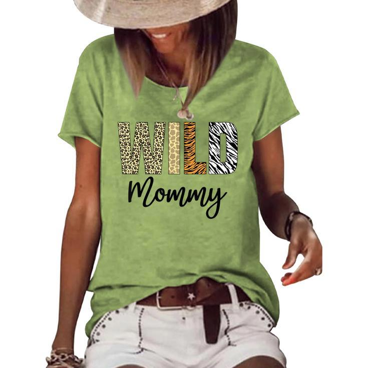 Mommy Of The Wild One Zoo Birthday Safari Jungle Animal  Women's Short Sleeve Loose T-shirt
